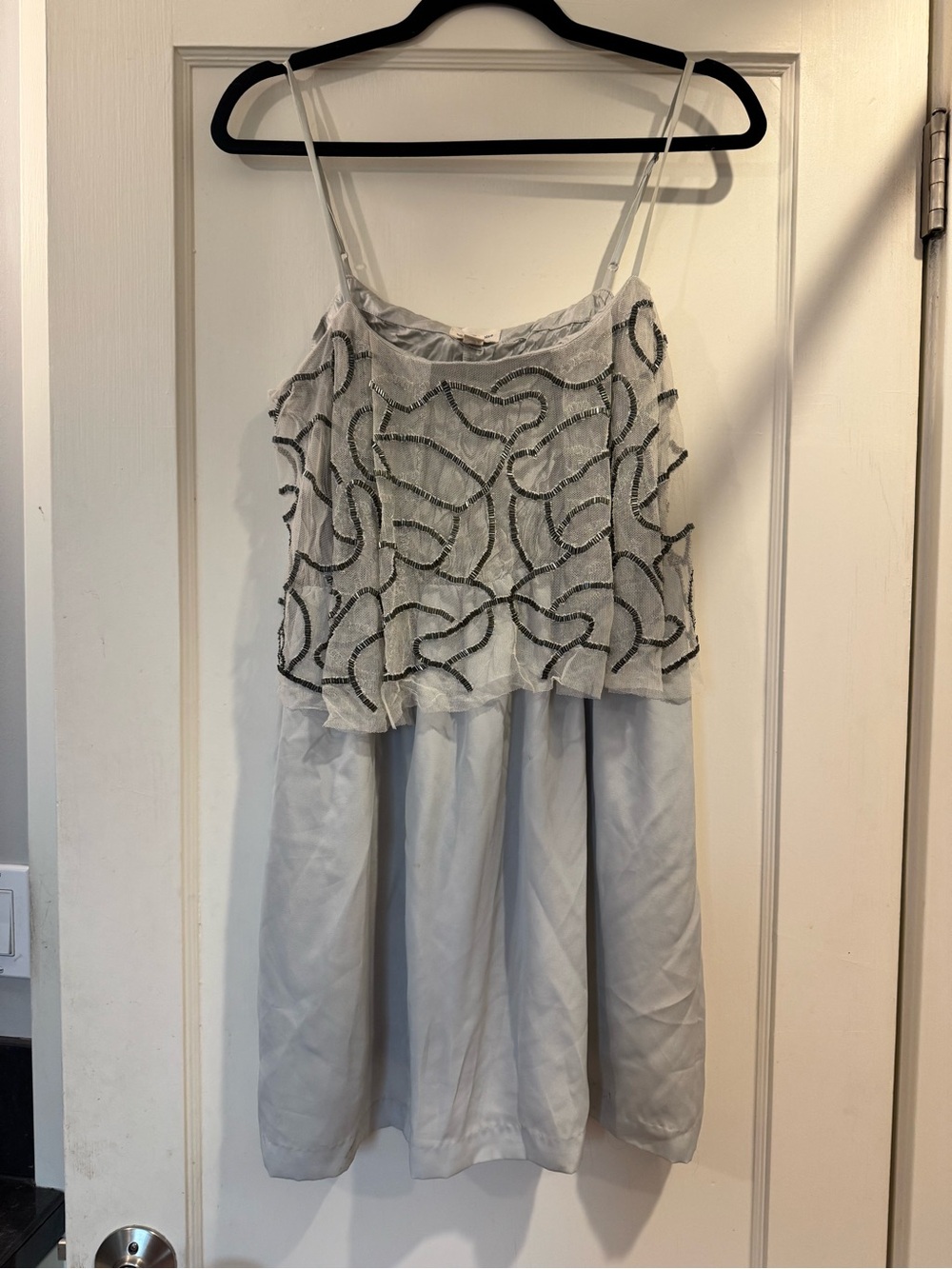 silence + noise White Beaded Overlay A-Line Dress